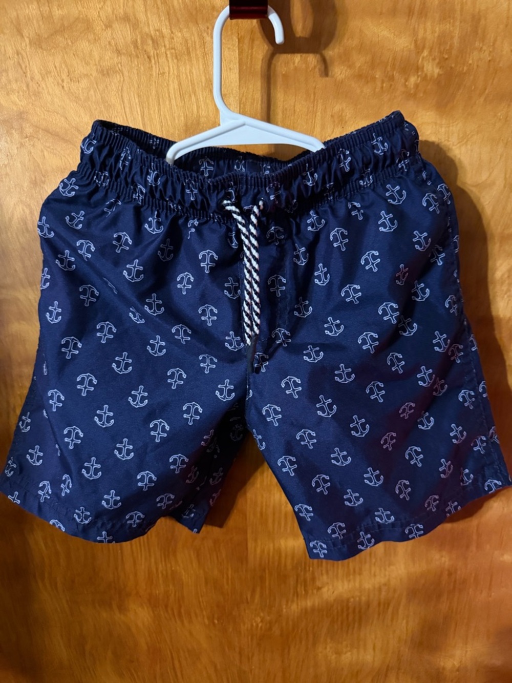 Cat & Jack Navy Blue Swim Trunks with White Anchor Print